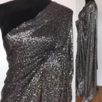 Silver Georgette Saree with Embroidered Sequins - Image 2