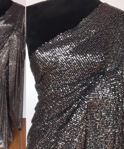 Silver Georgette Saree with Embroidered Sequins