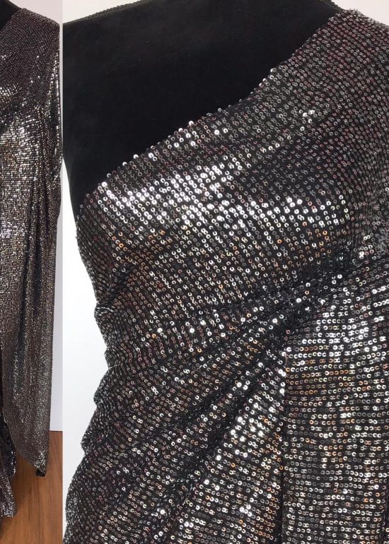 Silver Georgette Saree with Embroidered Sequins