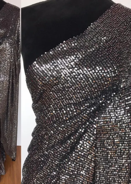 Silver Georgette Saree with Embroidered Sequins