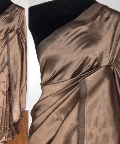 Metallic Brown Pure Mangalagiri Silk Saree