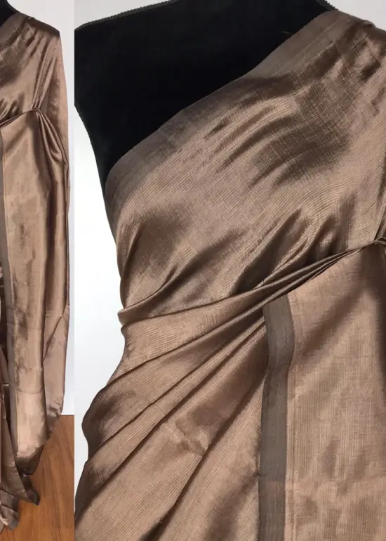 Metallic Brown Pure Mangalagiri Silk Saree