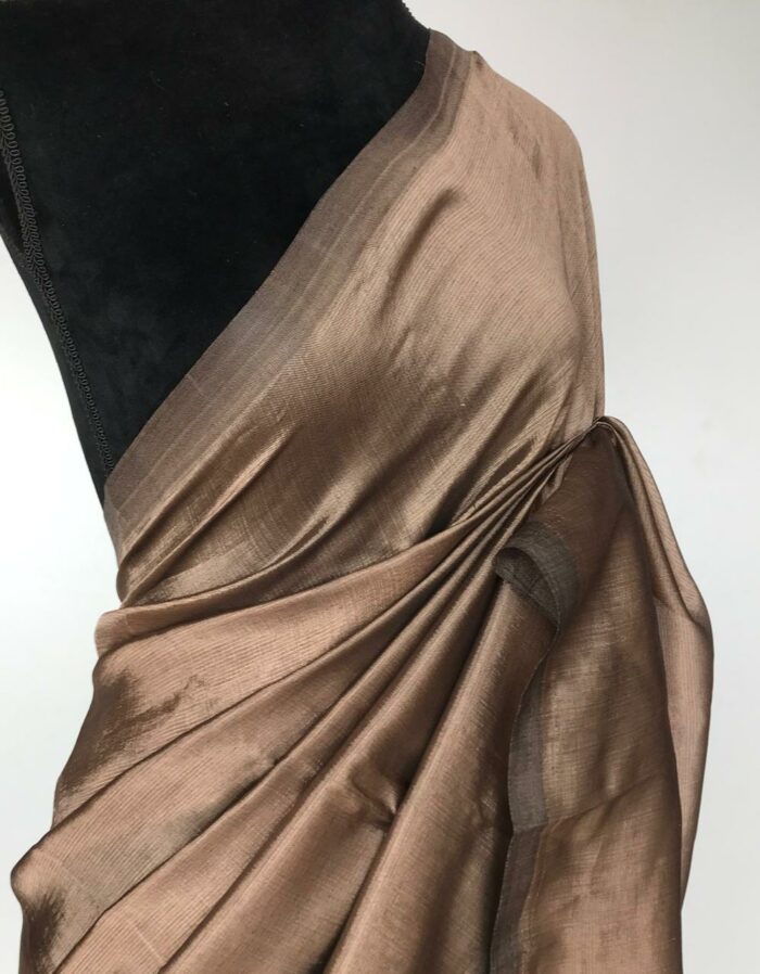 Metallic Brown Pure Mangalagiri Silk Saree