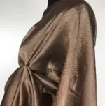 Metallic Brown Pure Mangalagiri Silk Saree - Image 7