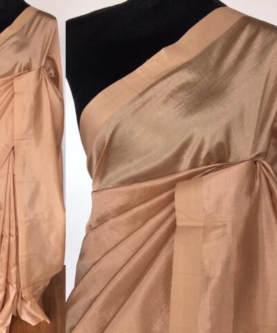 Light Peach Pure Mangalagiri Silk Saree