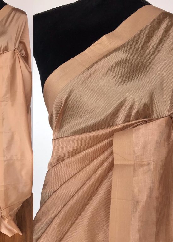 Light Peach Pure Mangalagiri Silk Saree