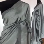Grey Pure Mangalagiri Silk Saree - Image 2