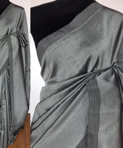 Grey Pure Mangalagiri Silk Saree