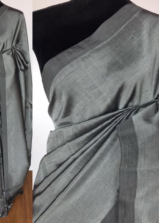 Grey Pure Mangalagiri Silk Saree