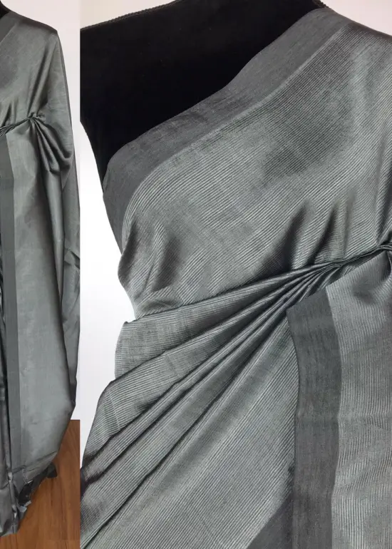 Grey Pure Mangalagiri Silk Saree