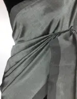 Grey Pure Mangalagiri Silk Saree - Image 5
