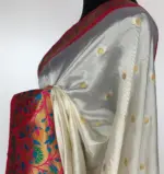 White Banarasi Silk Saree with Paithani Weaves - Image 7