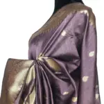 Lilac Banarasi Silk Saree with Gold Zari Weaves - Image 6