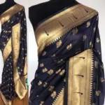 Navyblue Banarasi Silk Saree with Gold Zari Weaves