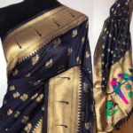 Navyblue Banarasi Silk Saree with Gold Zari Weaves - Image 2