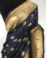 Navyblue Banarasi Silk Saree with Gold Zari Weaves - Image 3