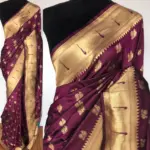 Wine Banarasi Silk Saree with Gold Zari Weaves - Image 2