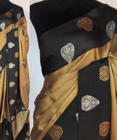 Gold Kora Silk Saree with Gold Zari Weaves