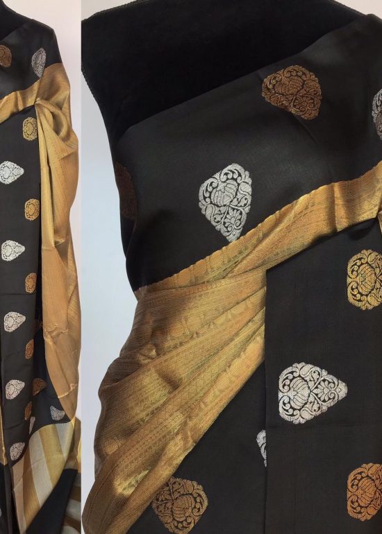 Gold Kora Silk Saree with Gold Zari Weaves