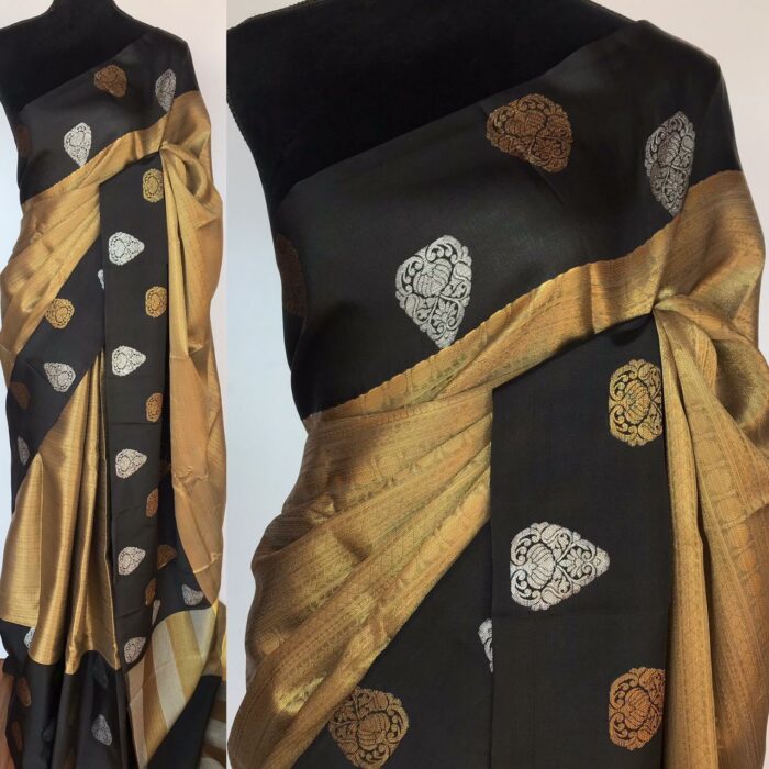 Gold Kora Silk Saree with Gold Zari Weaves