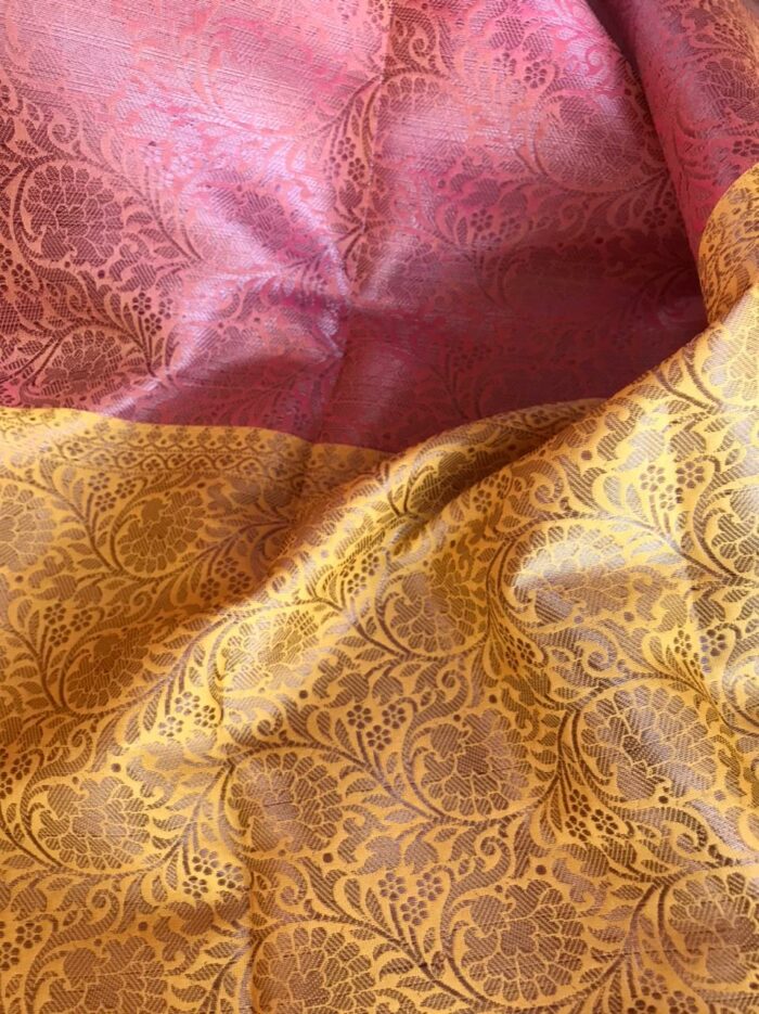Pink Kora Silk Saree with Gold Zari Weaves