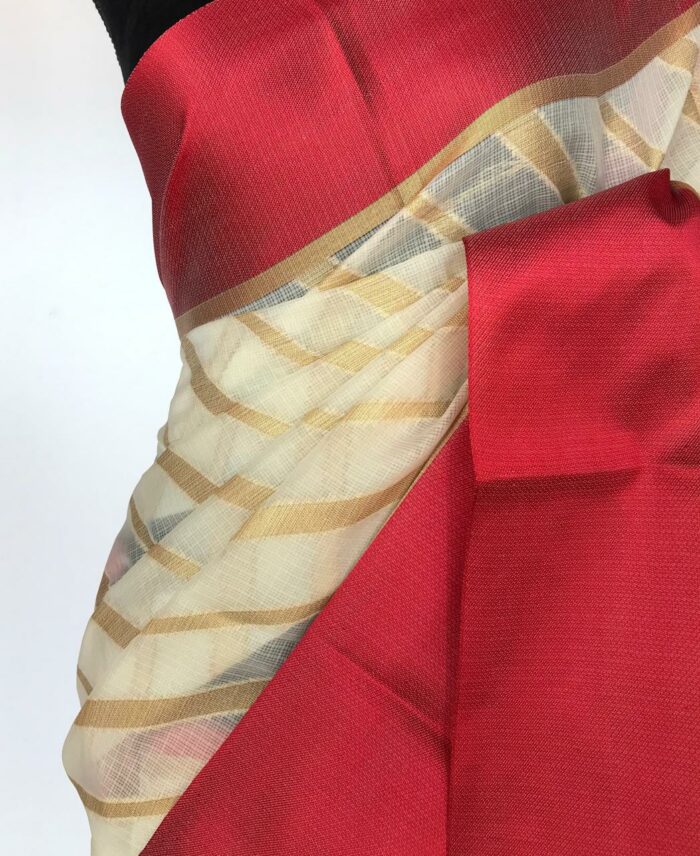 Ivory Kota Silk Saree with Gold Zari Weaves