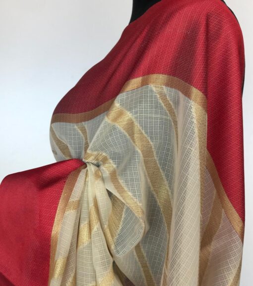 Ivory Kota Silk Saree with Gold Zari Weaves