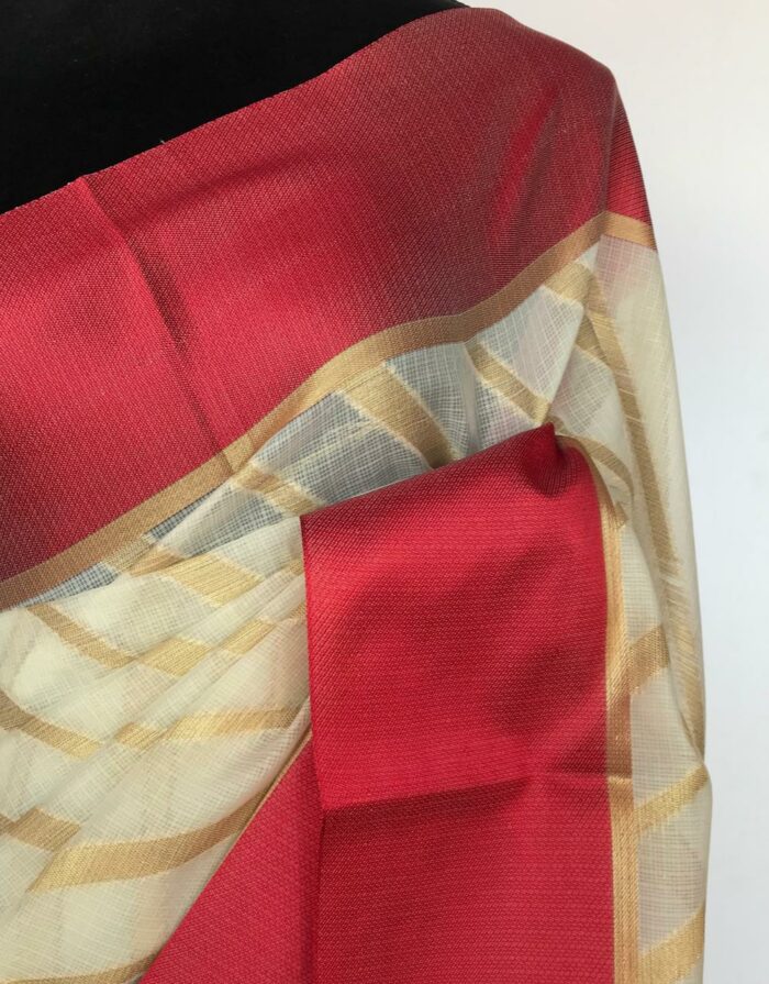 Ivory Kota Silk Saree with Gold Zari Weaves