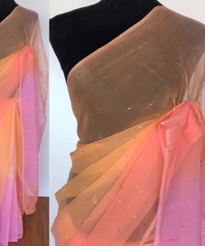 Peach Chiffon Saree with Badla work