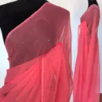 Peach Chiffon Saree with Badla work