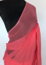 Peach Chiffon Saree with Badla work