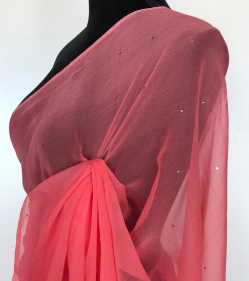 Peach Chiffon Saree with Badla work
