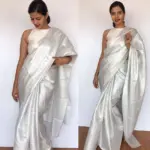 White Banarasi Silk Saree with Silver Zari Weaves