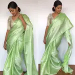Light Green Banarasi Silk Saree with Silver Zari Weaves