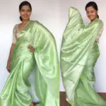 Light Green Banarasi Silk Saree with Silver Zari Weaves - Image 2