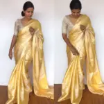 Butter Yellow Banarasi Silk Saree with Silver Zari Weaves