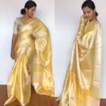 Butter Yellow Banarasi Silk Saree with Silver Zari Weaves - Image 3