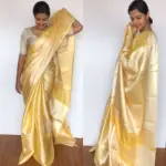 Butter Yellow Banarasi Silk Saree with Silver Zari Weaves - Image 4