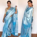 Blue Banarasi Silk Saree with Silver Zari Weaves - Image 2