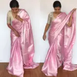 Baby Pink Banarasi Silk Saree with Silver Zari Weaves - Image 3