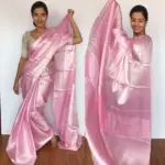 Baby Pink Banarasi Silk Saree with Silver Zari Weaves - Image 4
