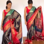 Navyblue Kora Silk Saree with Gold Zari Weaves - Image 3