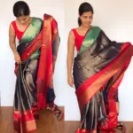 Navyblue Kora Silk Saree with Gold Zari Weaves - Image 5