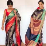 Navyblue Kora Silk Saree with Gold Zari Weaves - Image 6