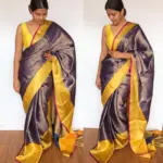 Royal Blue Kora Silk Saree with Gold Zari Weaves