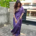 Purple Handloom Tussar Ghicha Silk Saree