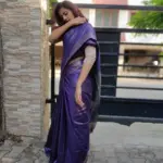 Purple Handloom Tussar Ghicha Silk Saree - Image 2