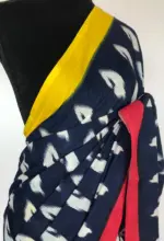 Navyblue Mul Cotton Saree with Hand Block Prints - Image 5