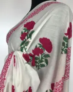 White Mul Cotton Saree with Hand Block Prints - Image 7
