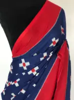 Blue Mul Cotton Saree with Hand Block Prints - Image 4